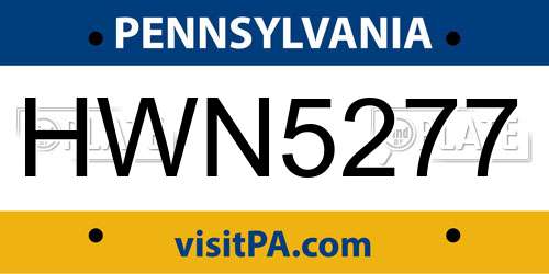 HWN5277 Pennsylvania License Plate
