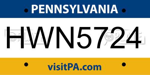 HWN5724 Pennsylvania License Plate