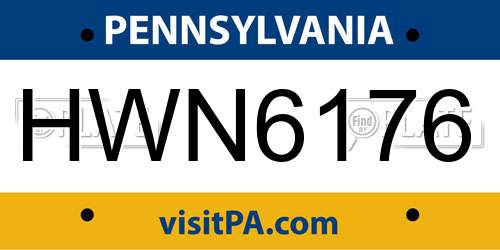 HWN6176 Pennsylvania License Plate