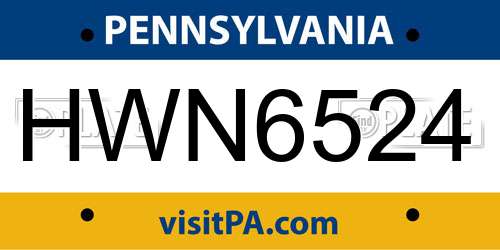 HWN6524 Pennsylvania License Plate