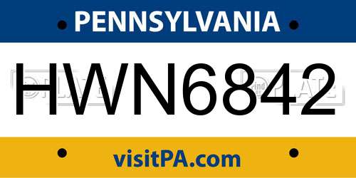 HWN6842 Pennsylvania License Plate