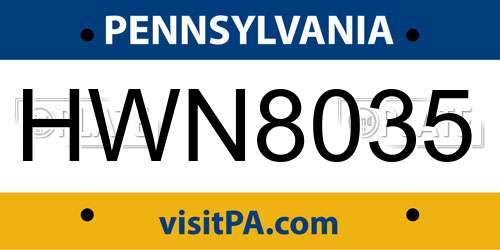 HWN8035 Pennsylvania License Plate