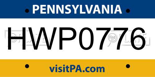 HWP0776 Pennsylvania License Plate