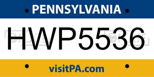HWP5536 Pennsylvania License Plate