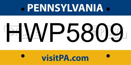 HWP5809 Pennsylvania License Plate