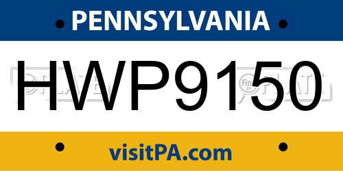HWP9150 Pennsylvania License Plate
