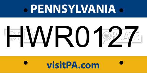 HWR0127 Pennsylvania License Plate