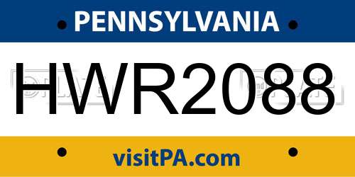 HWR2088 Pennsylvania License Plate