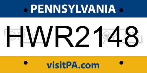 HWR2148 Pennsylvania License Plate