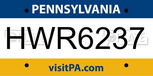 HWR6237 Pennsylvania License Plate
