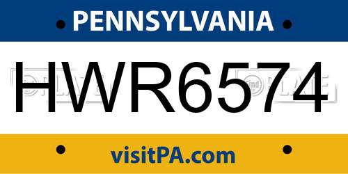 HWR6574 Pennsylvania License Plate