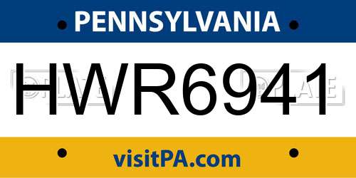 HWR6941 Pennsylvania License Plate