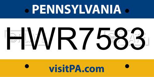 HWR7583 Pennsylvania License Plate