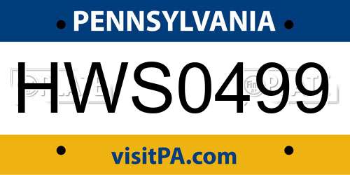 HWS0499 Pennsylvania License Plate