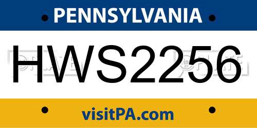 HWS2256 Pennsylvania License Plate
