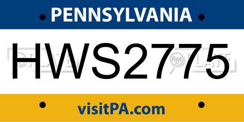 HWS2775 Pennsylvania License Plate