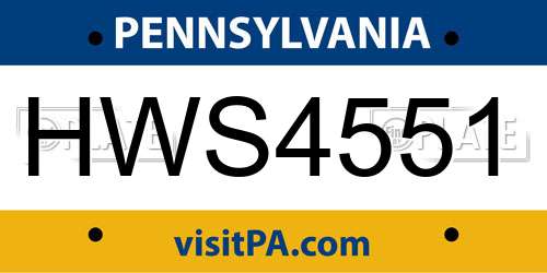 HWS4551 Pennsylvania License Plate