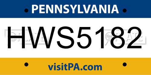 HWS5182 Pennsylvania License Plate