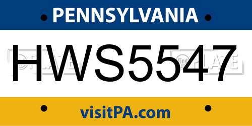 HWS5547 Pennsylvania License Plate
