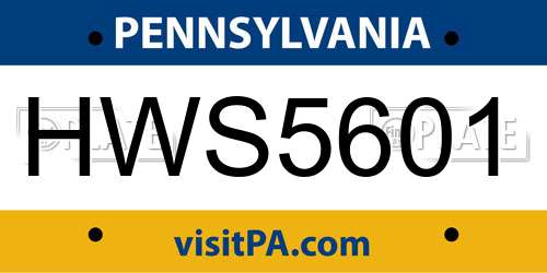 HWS5601 Pennsylvania License Plate