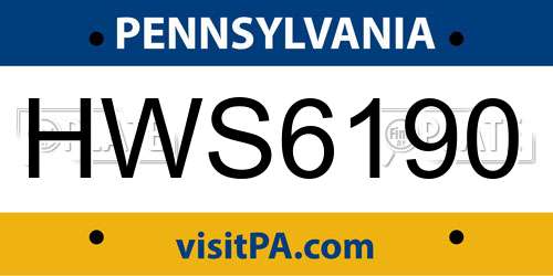 HWS6190 Pennsylvania License Plate