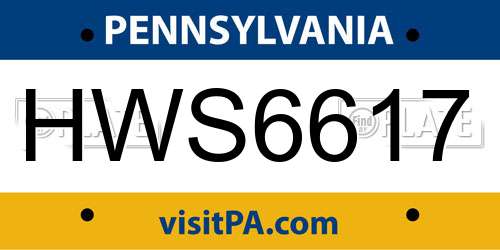 HWS6617 Pennsylvania License Plate