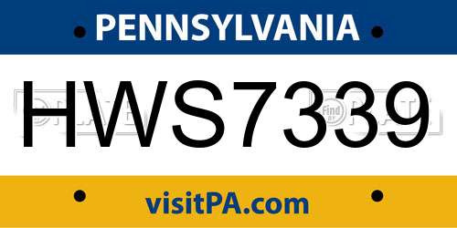 HWS7339 Pennsylvania License Plate