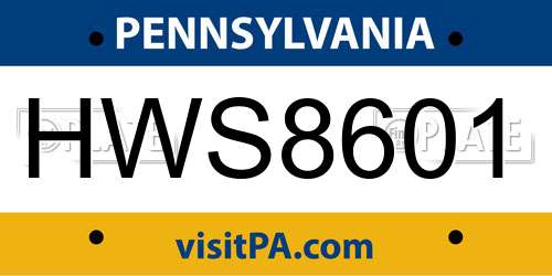 HWS8601 Pennsylvania License Plate