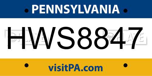 HWS8847 Pennsylvania License Plate
