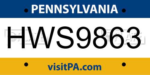 HWS9863 Pennsylvania License Plate