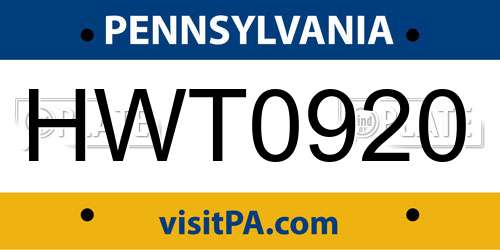 HWT0920 Pennsylvania License Plate
