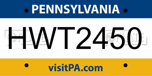 HWT2450 Pennsylvania License Plate