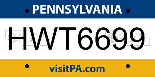 HWT6699 Pennsylvania License Plate