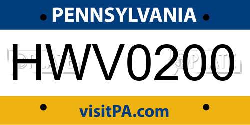 HWV0200 Pennsylvania License Plate