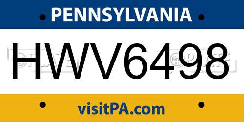 HWV6498 Pennsylvania License Plate