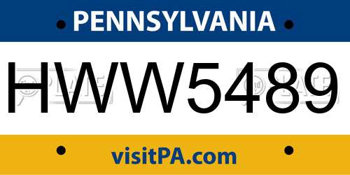 HWW5489 Pennsylvania License Plate