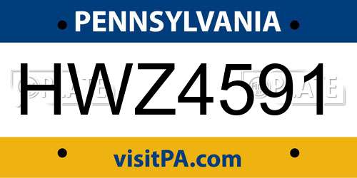 HWZ4591 Pennsylvania License Plate