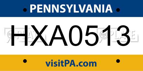 HXA0513 Pennsylvania License Plate