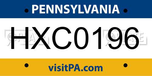 HXC0196 Pennsylvania License Plate