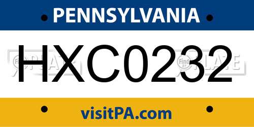 HXC0232 Pennsylvania License Plate