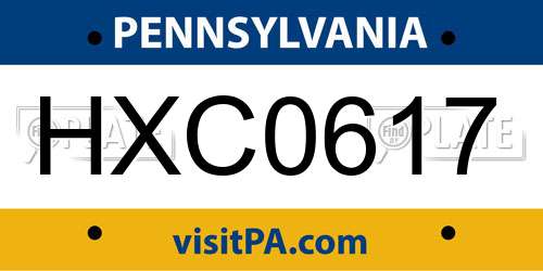HXC0617 Pennsylvania License Plate