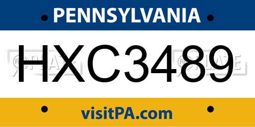 HXC3489 Pennsylvania License Plate