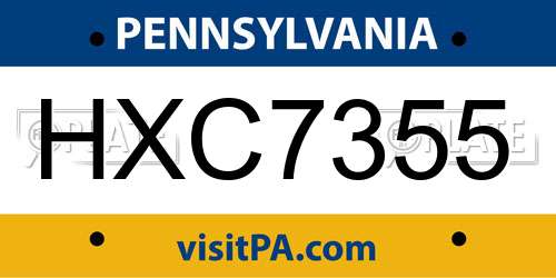 HXC7355 Pennsylvania License Plate