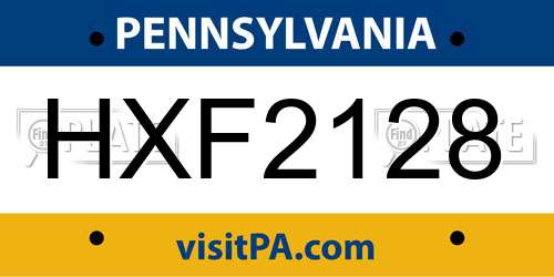 HXF2128 Pennsylvania License Plate