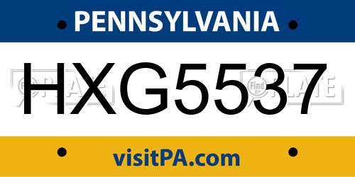 HXG5537 Pennsylvania License Plate