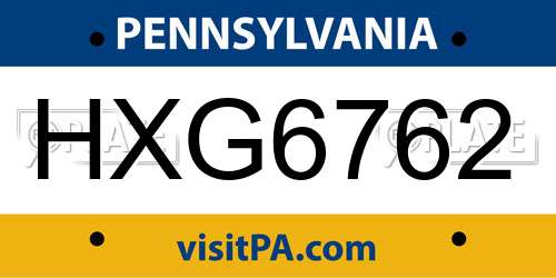 HXG6762 Pennsylvania License Plate