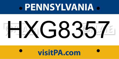 HXG8357 Pennsylvania License Plate