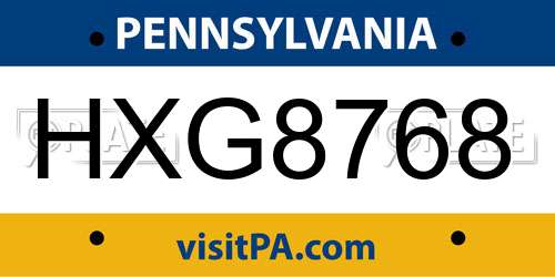 HXG8768 Pennsylvania License Plate