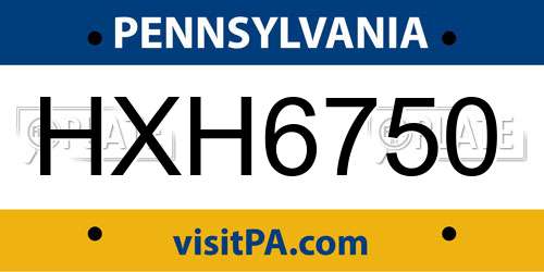 HXH6750 Pennsylvania License Plate