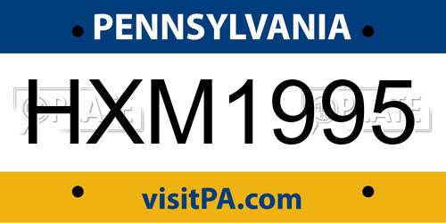 HXM1995 Pennsylvania License Plate
